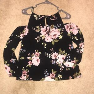 Floral cold shoulder top